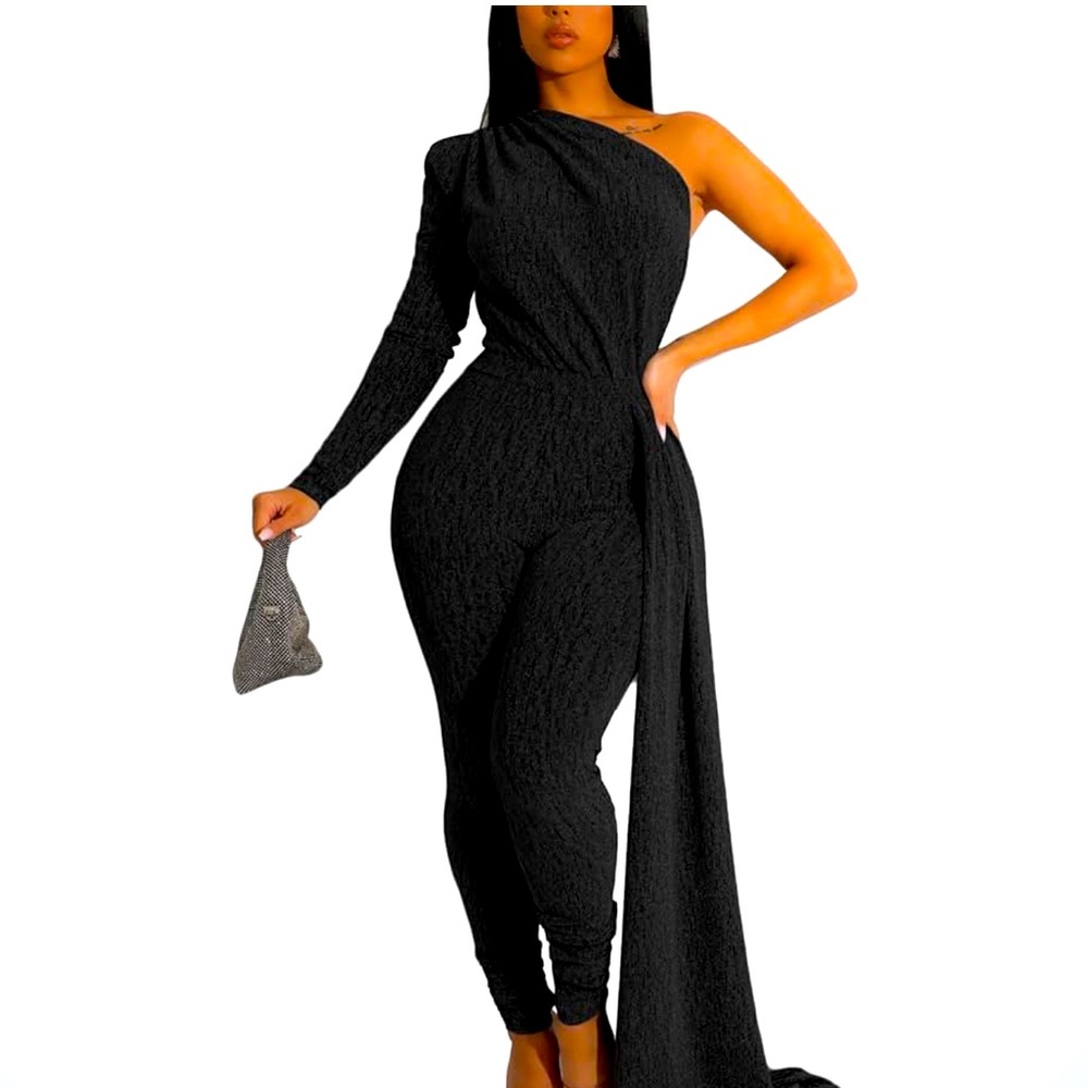 Black one piece Asymmetrical jumpsuit